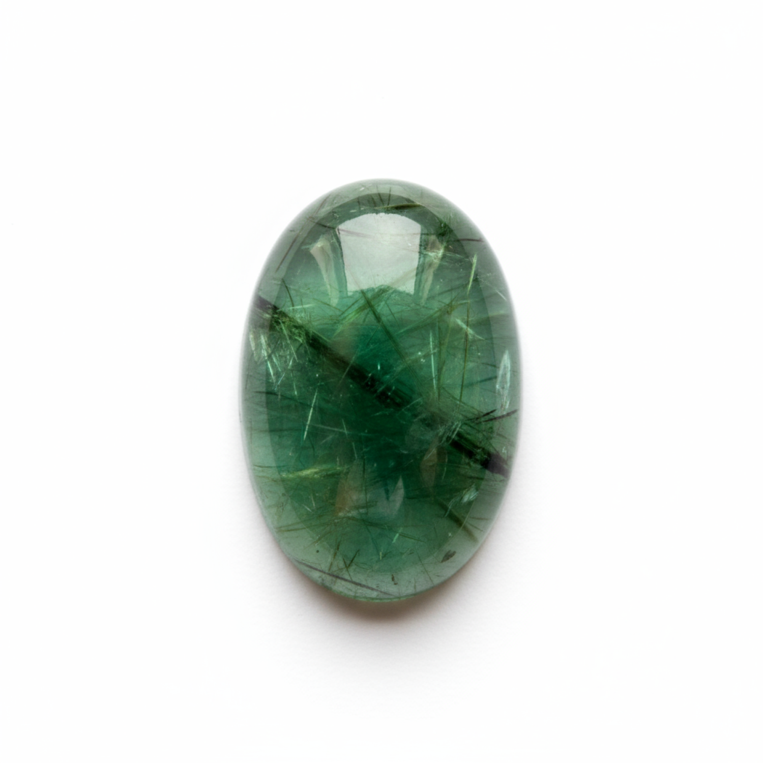 Green Tourmaline 1PC Tiny 5x7 MM Oval Cabochon Green Lustrous semi Precious Loose Gemstone Main image