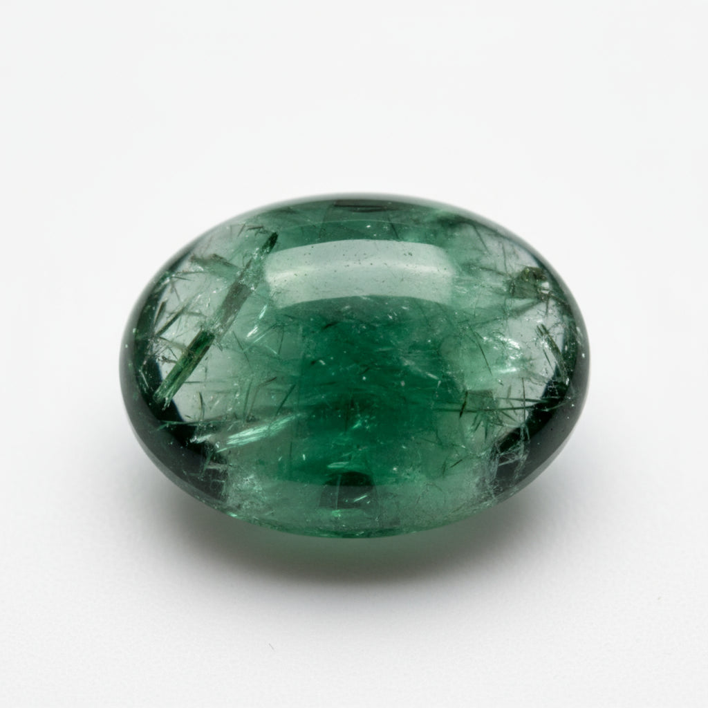 Green Tourmaline 1PC Small 6x8 MM Oval Cabochon Green Shine semi Precious Loose Gemstones