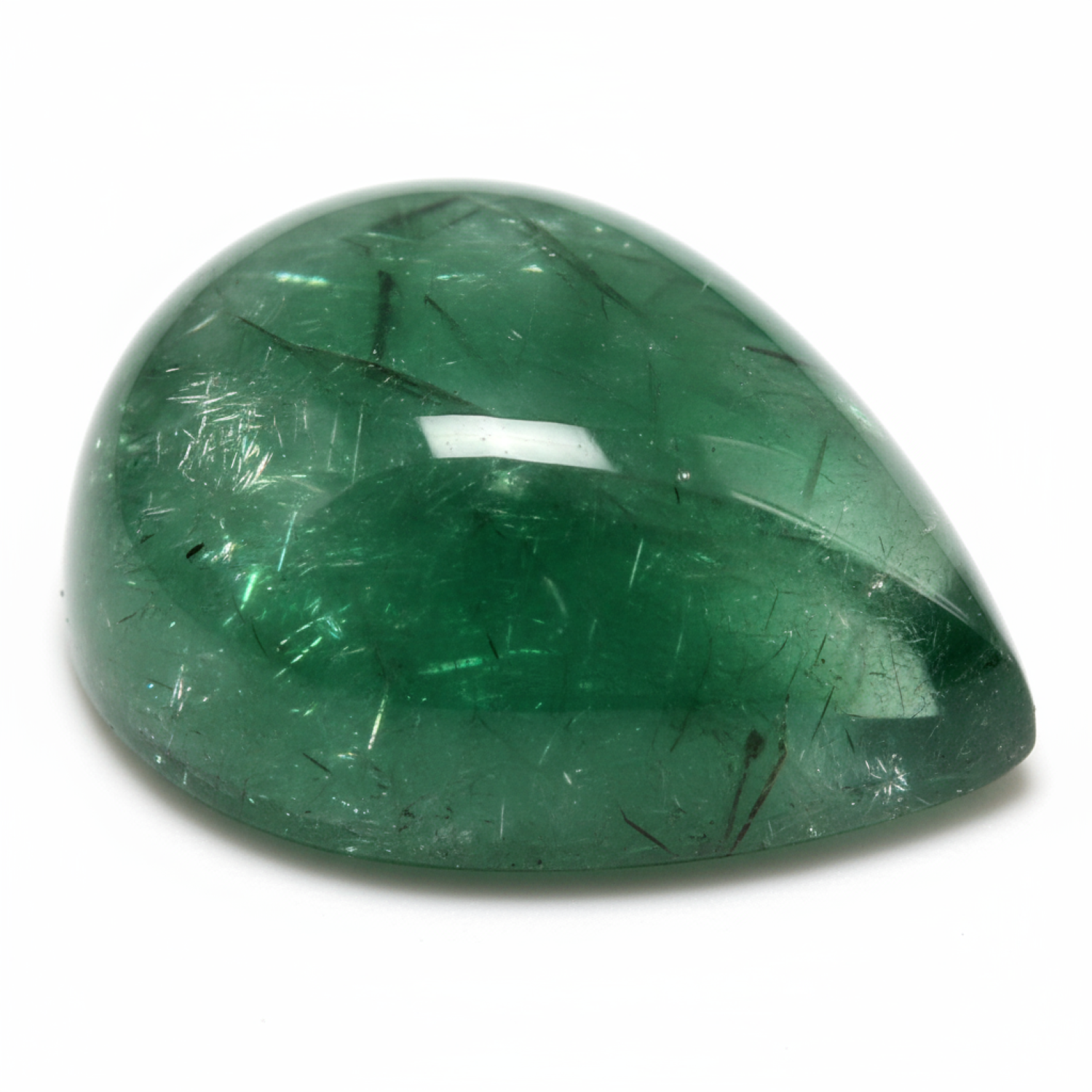 Green Tourmaline 1PC Large 10x12 MM Pear Cabochon Green Luster semi Precious Loose Gemstones Huvudsaklig produktbild