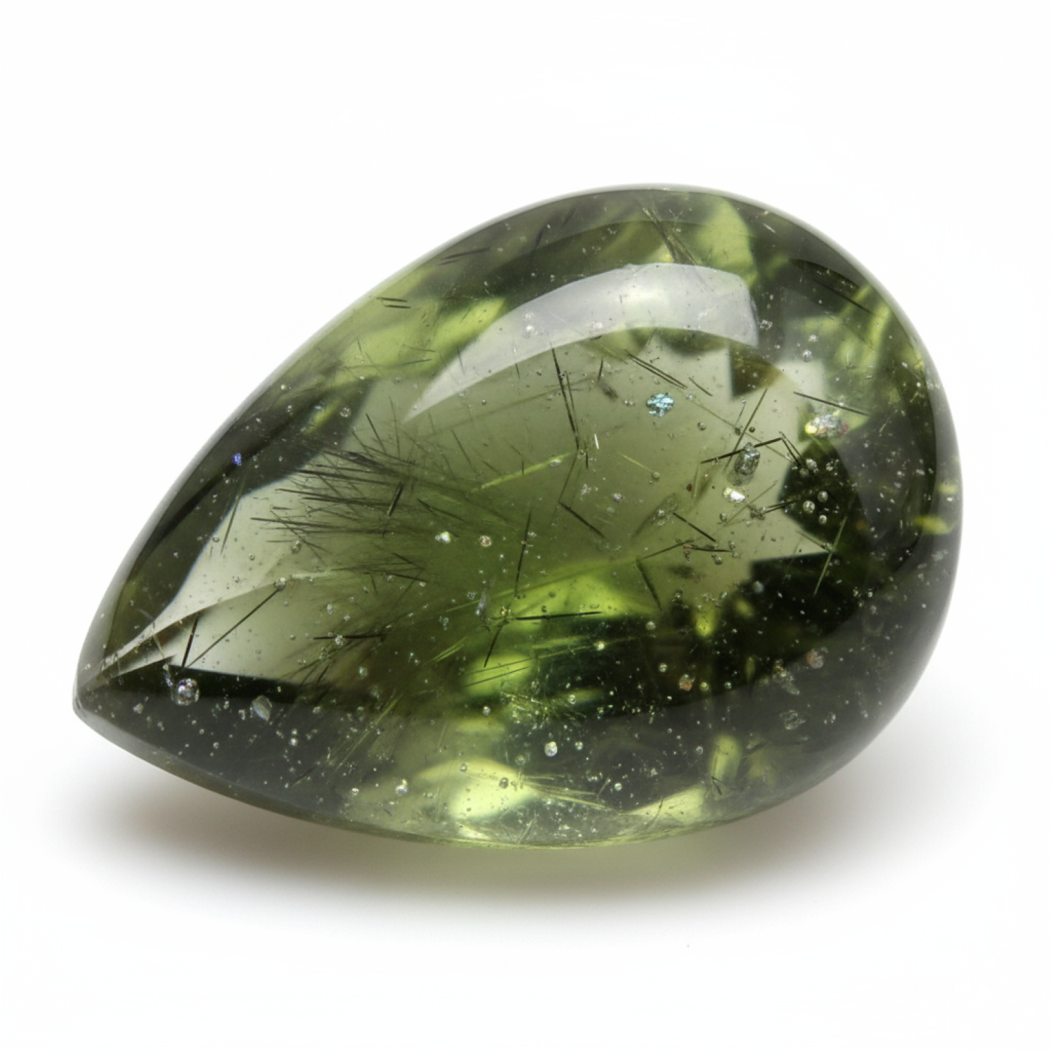 Green Tourmaline 1PC Large 10x12 MM Pear Cabochon Green Luster semi Precious Loose Gemstones Sekundär produktbild