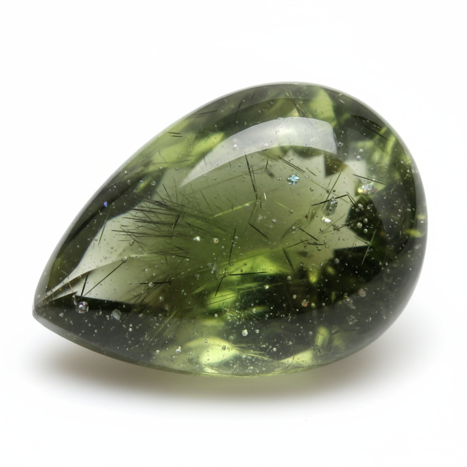 Green Tourmaline 1PC Large 10x12 MM Pear Cabochon Green Luster semi Precious Loose Gemstones