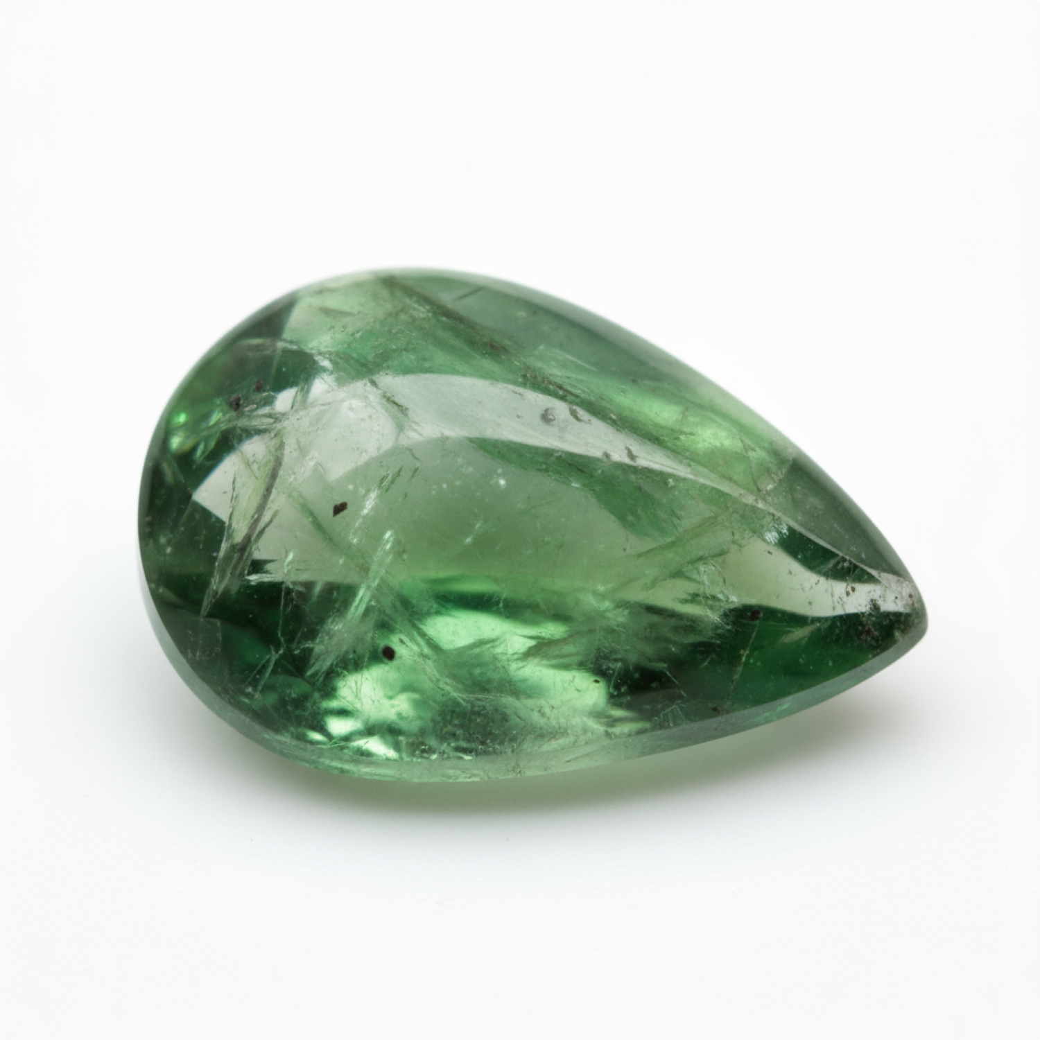 Green Tourmaline 1PC Tiny 5x7 MM Pear Cabochon Green Genuine semi Precious Loose Gems メイン画像