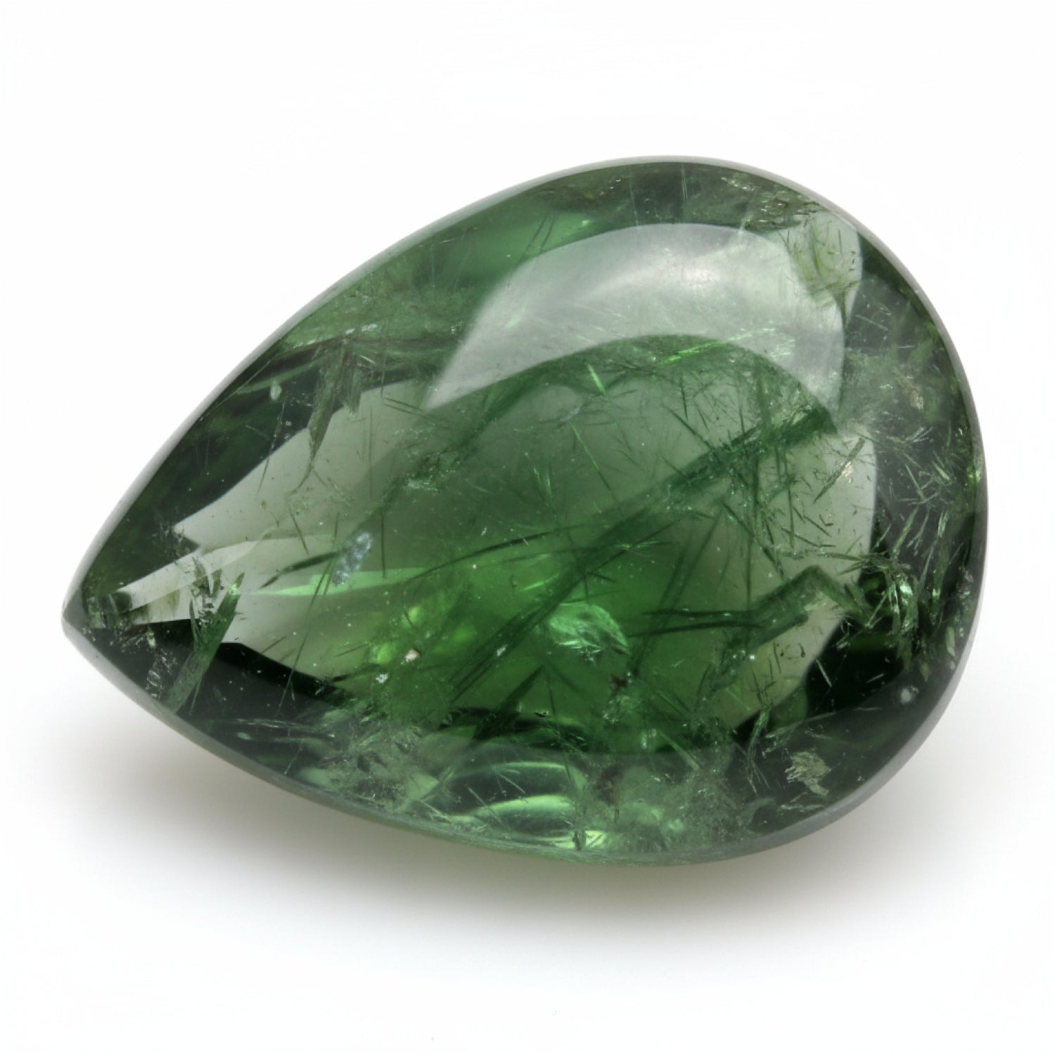 Green Tourmaline 1PC Medium 7x10 MM Pear Cabochon Green Brilliant semi Precious Precious Gemstone