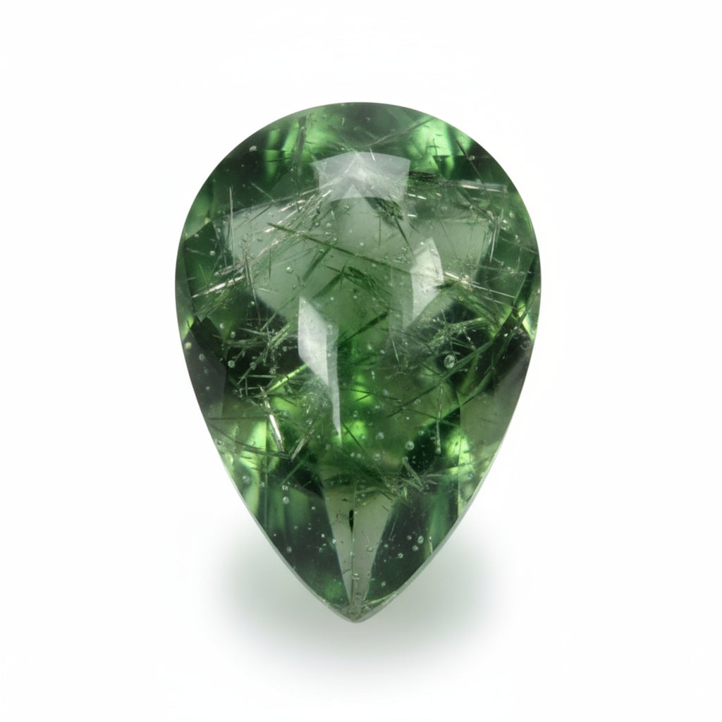 Green Tourmaline 1PC Medium 8x10 MM Pear Cabochon Green Sparkling semi Precious Gems