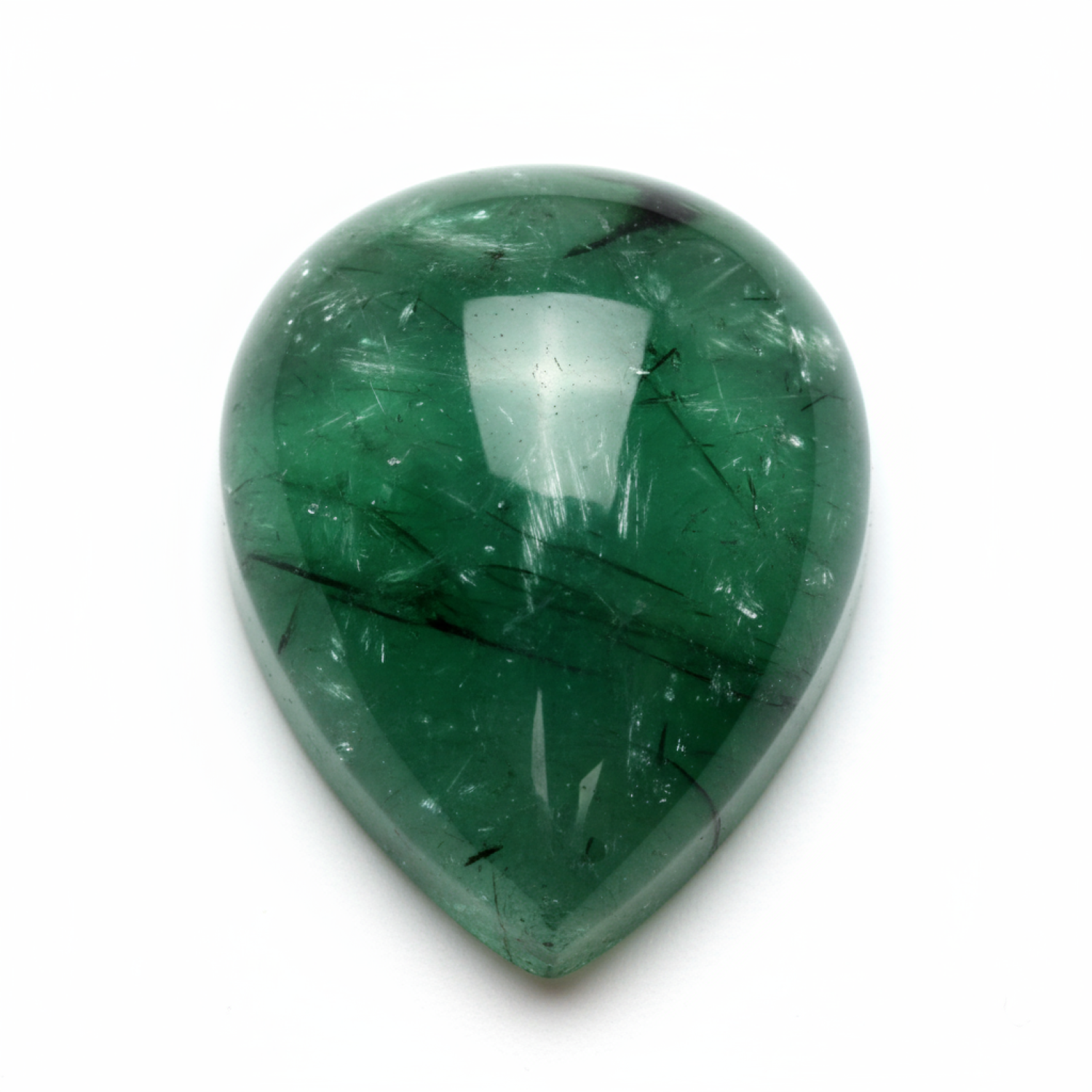 Green Tourmaline 1PC Large 9x11 MM Pear Cabochon Green Polished semi Precious Loose Gems メイン画像