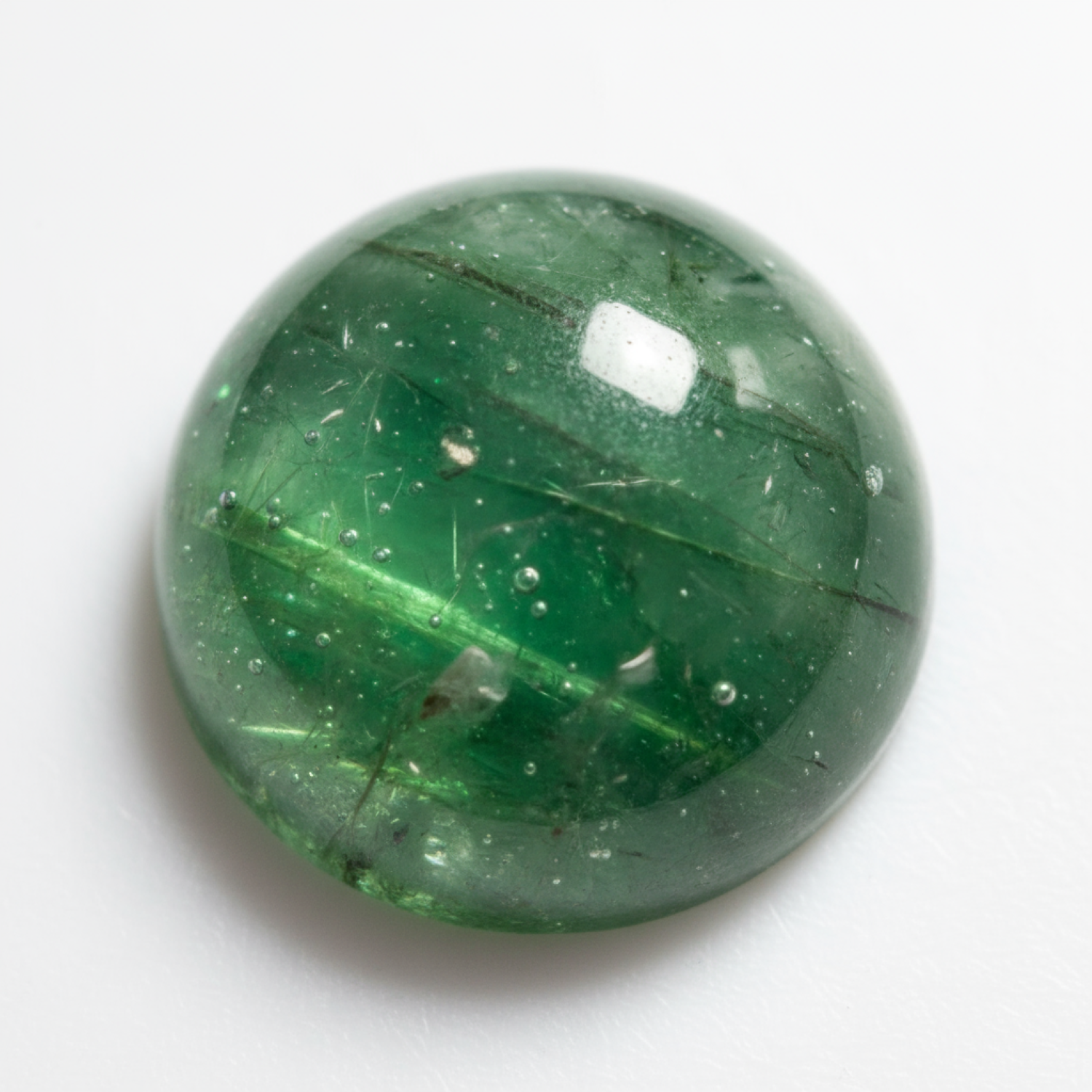 Green Tourmaline 1PC Small 8x8 MM Round Cabochon Green Genuine semi Precious Loose Gems メイン画像