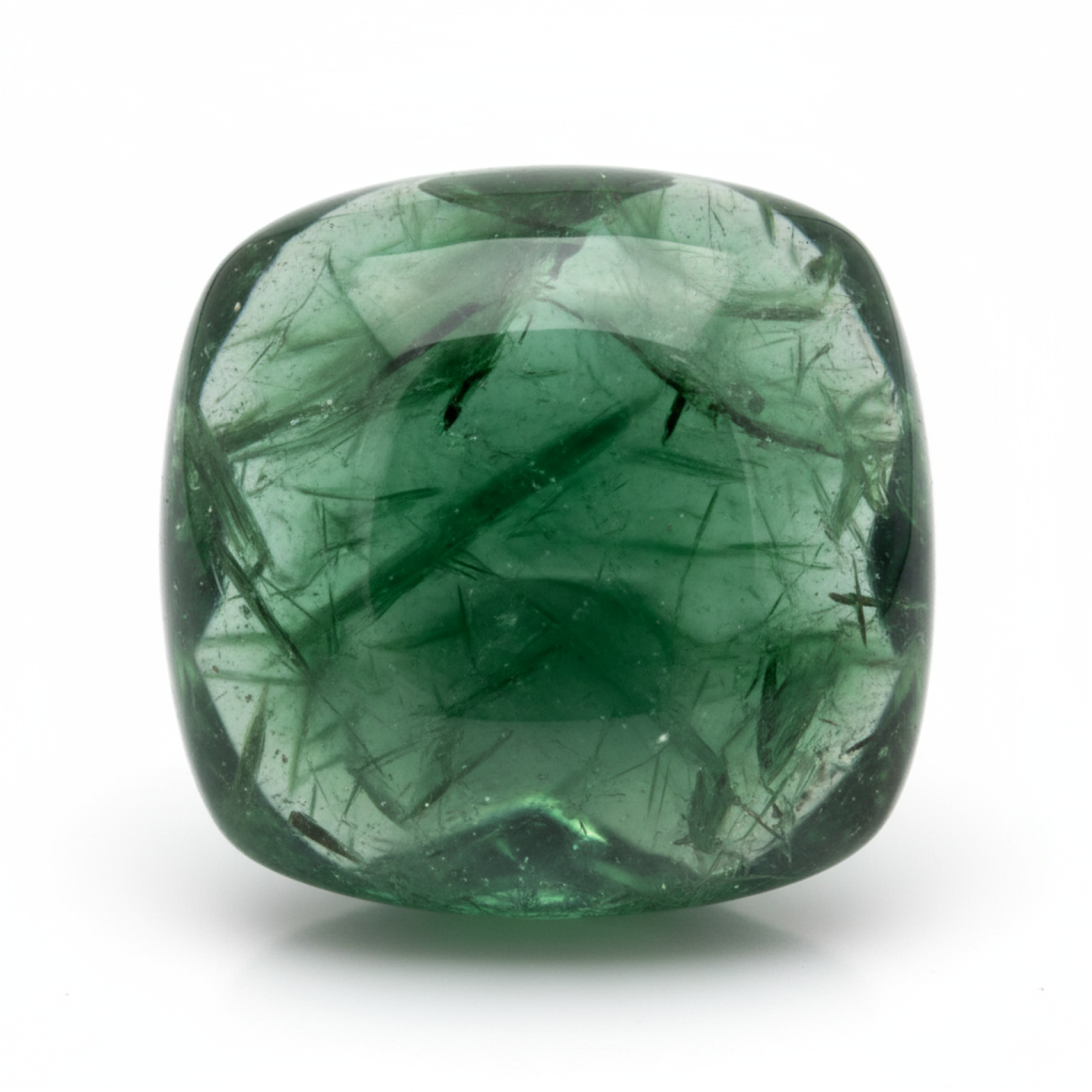 Green Tourmaline 1PC Small 7x7 MM Square Cabochon Green Shine semi Precious Precious Gemstone Secundaire afbeelding