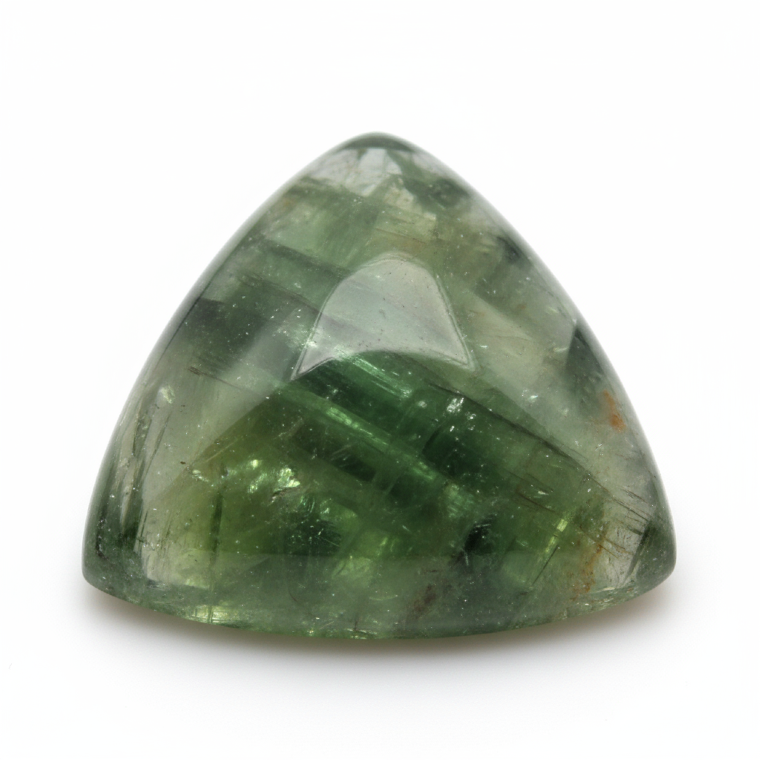 Grüner Turmalin, 1 Stück, groß, 11 x 11 mm, dreieckiger Cabochon, grün, glänzend, Halbedelsteine Zweitbild