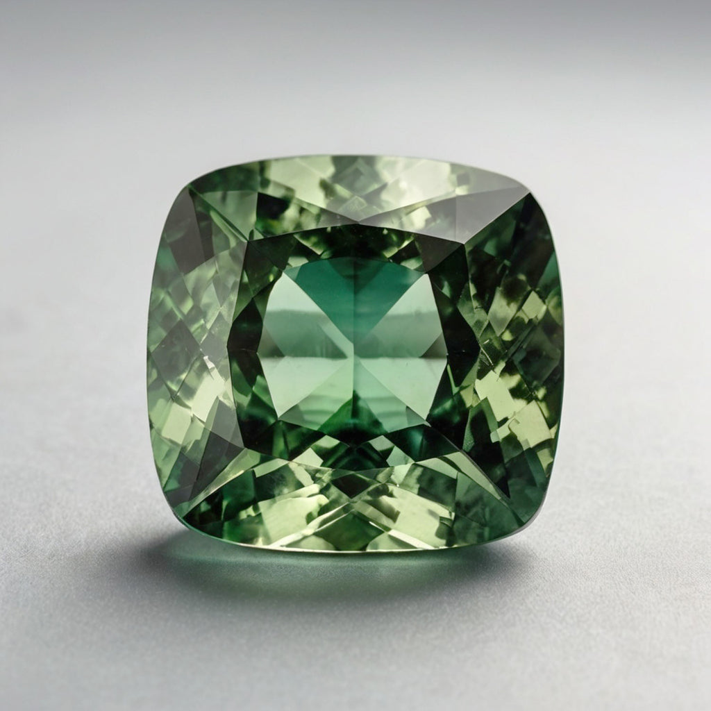 Green Tourmaline 1PC Large 10x10 MM Cushion Faceted Green Shine Semi Precious Loose Gemstones