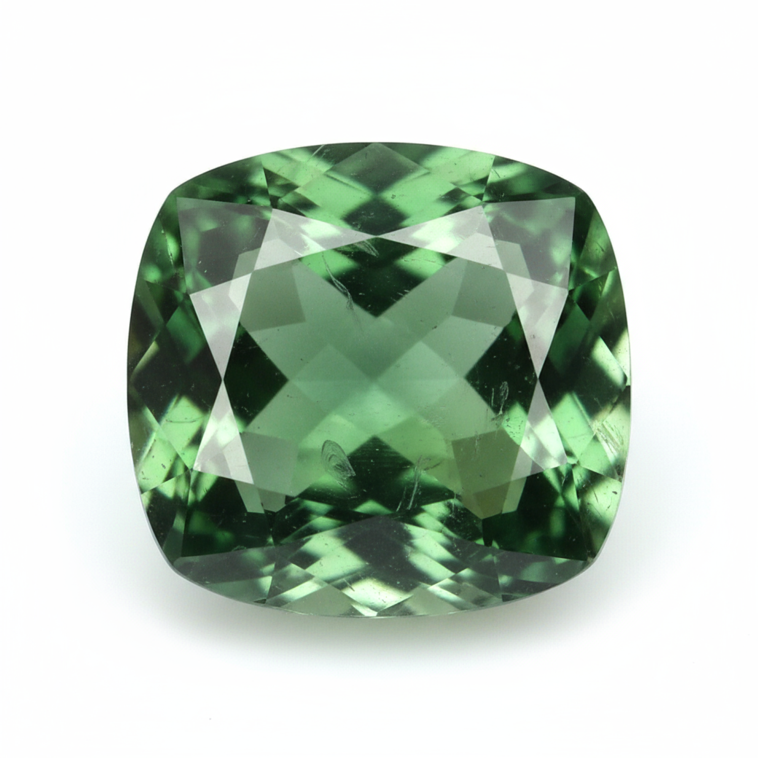 Grüner Turmalin, 1 Stück, groß, 11 x 11 mm, Kissenform, facettiert, grün, feine Halbedelsteine Hauptbild