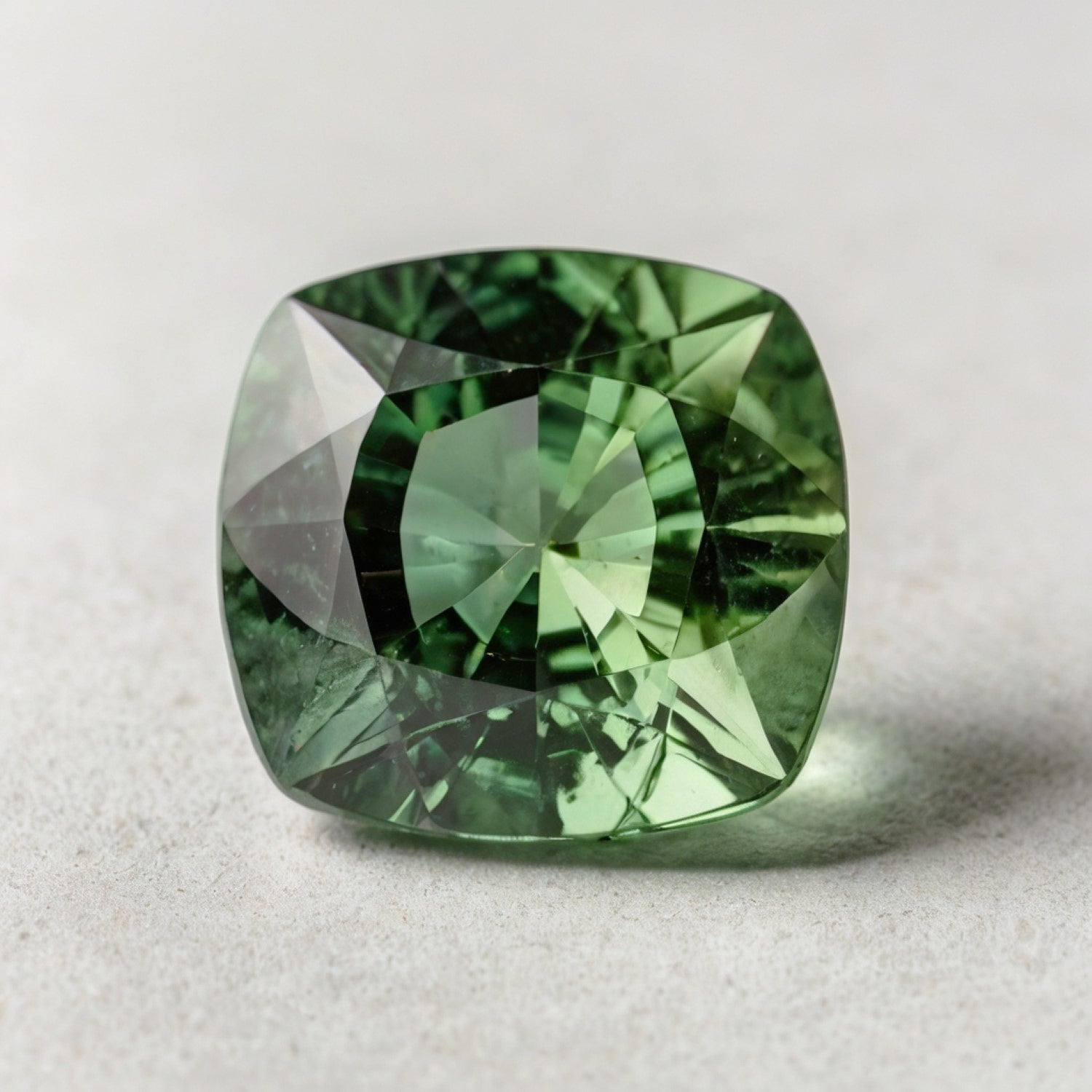 Grüner Turmalin, 1 Stück, groß, 11 x 11 mm, Kissenform, facettiert, grün, feine Halbedelsteine Zweitbild