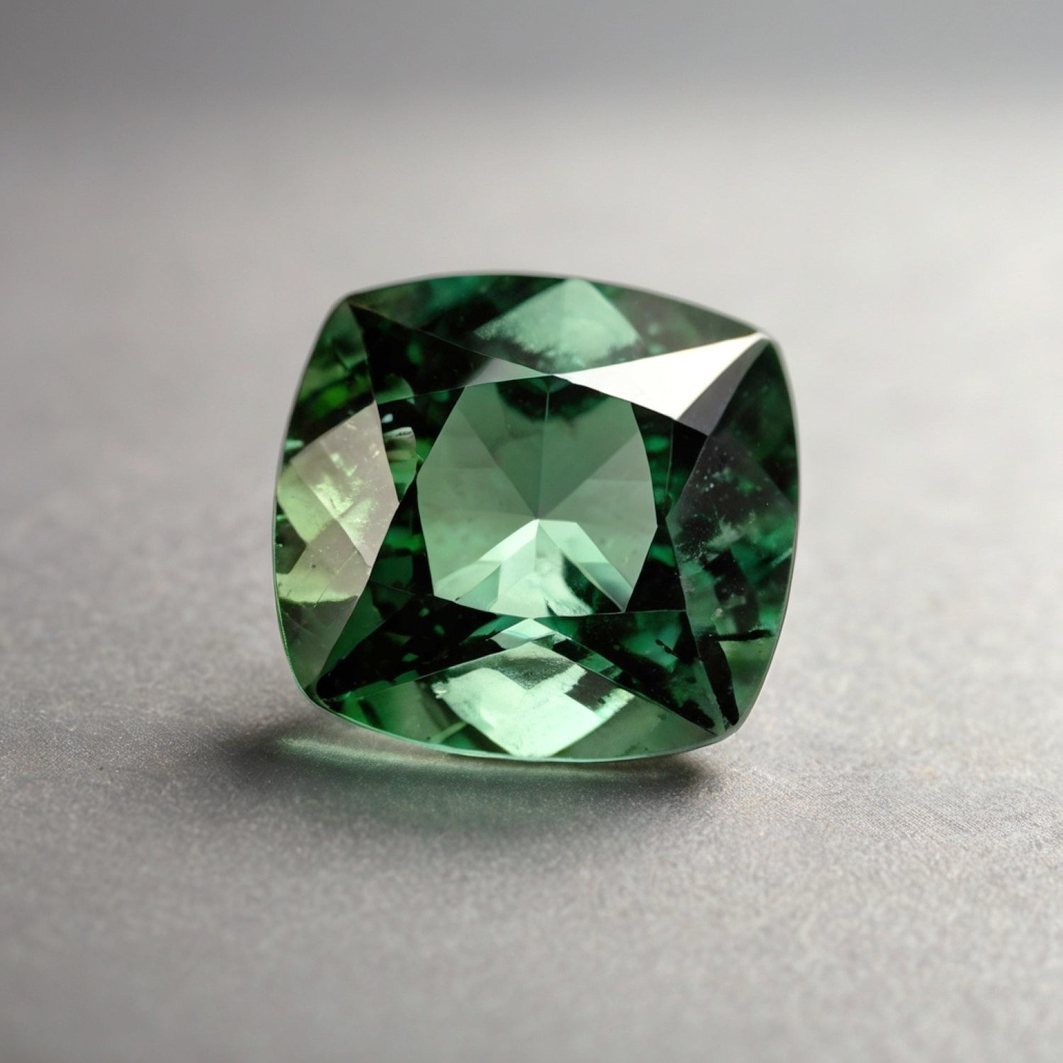 Green Tourmaline 1PC Chunky 13x13 MM Cushion Faceted Green Natural Semi Precious Loose Gemstone