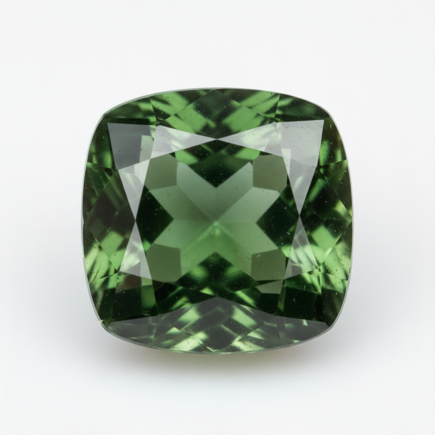 Green Tourmaline 1PC Chunky 14x14 MM Cushion Faceted Green Genuine Semi Precious Loose Gemstones Главное изображение товара