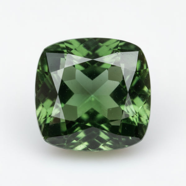 Green Tourmaline 1PC Chunky 14x14 MM Cushion Faceted Green Genuine Semi Precious Loose Gemstones