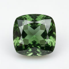 Green Tourmaline 1PC Chunky 14x14 MM Cushion Faceted Green Genuine Semi Precious Loose Gemstones