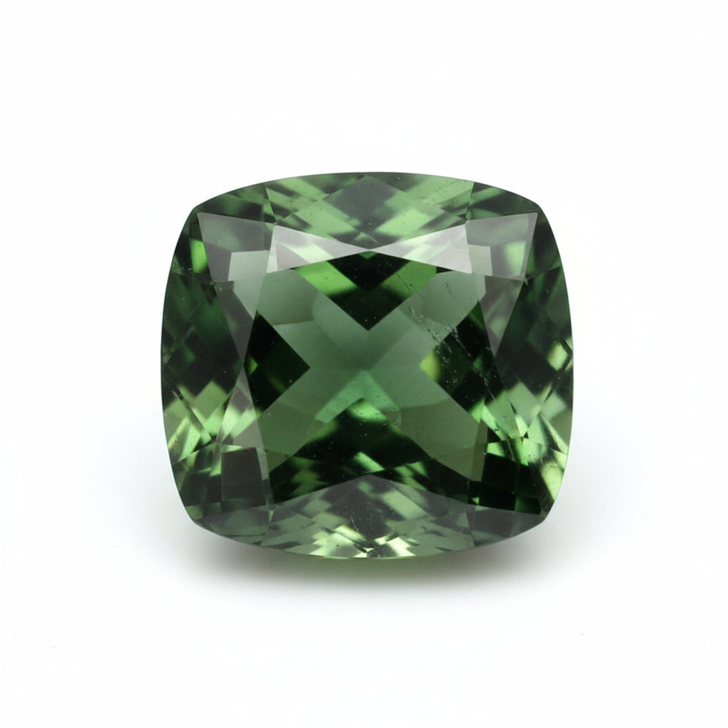 Green Tourmaline 1PC Tiny 5x5 MM Cushion Faceted Green Sparkling Semi Precious Loose Gemstone