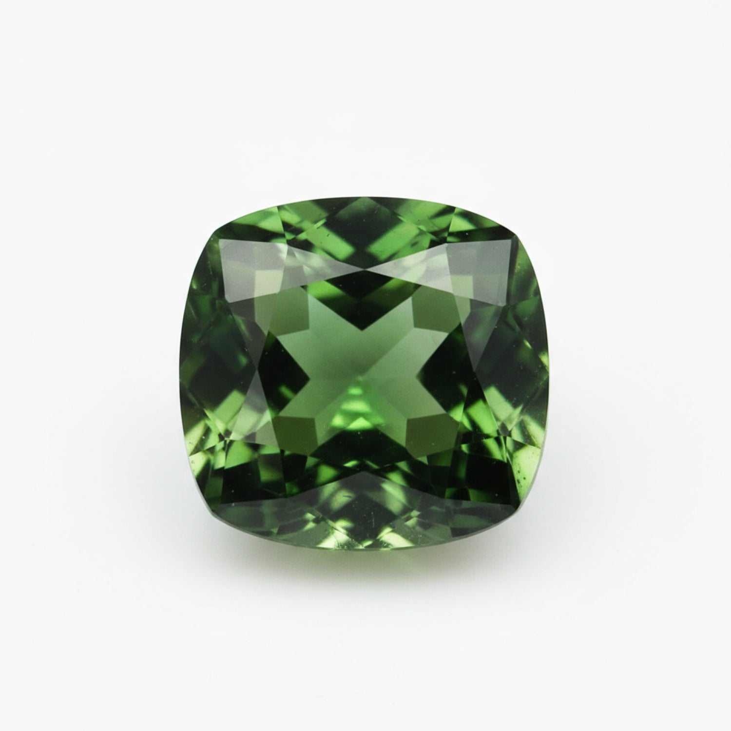 Green Tourmaline 1PC Medium 9x9 MM Cushion Faceted Green Lustrous Semi Precious Loose Gemstone