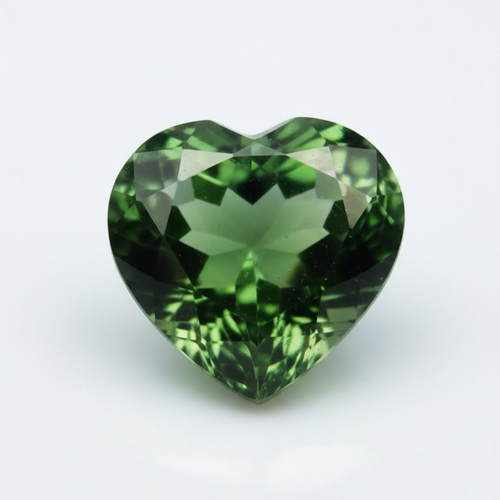 Green Tourmaline 1PC Large 10x10 MM Heart Faceted Green Shine Semi Precious Loose Gemstones