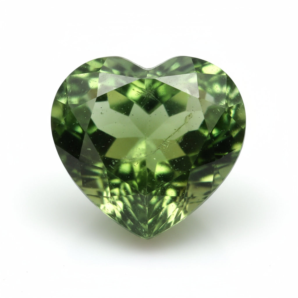 Green Tourmaline 1PC Large 12x12 MM Heart Faceted Green High-Quality Semi Precious Loose Gems