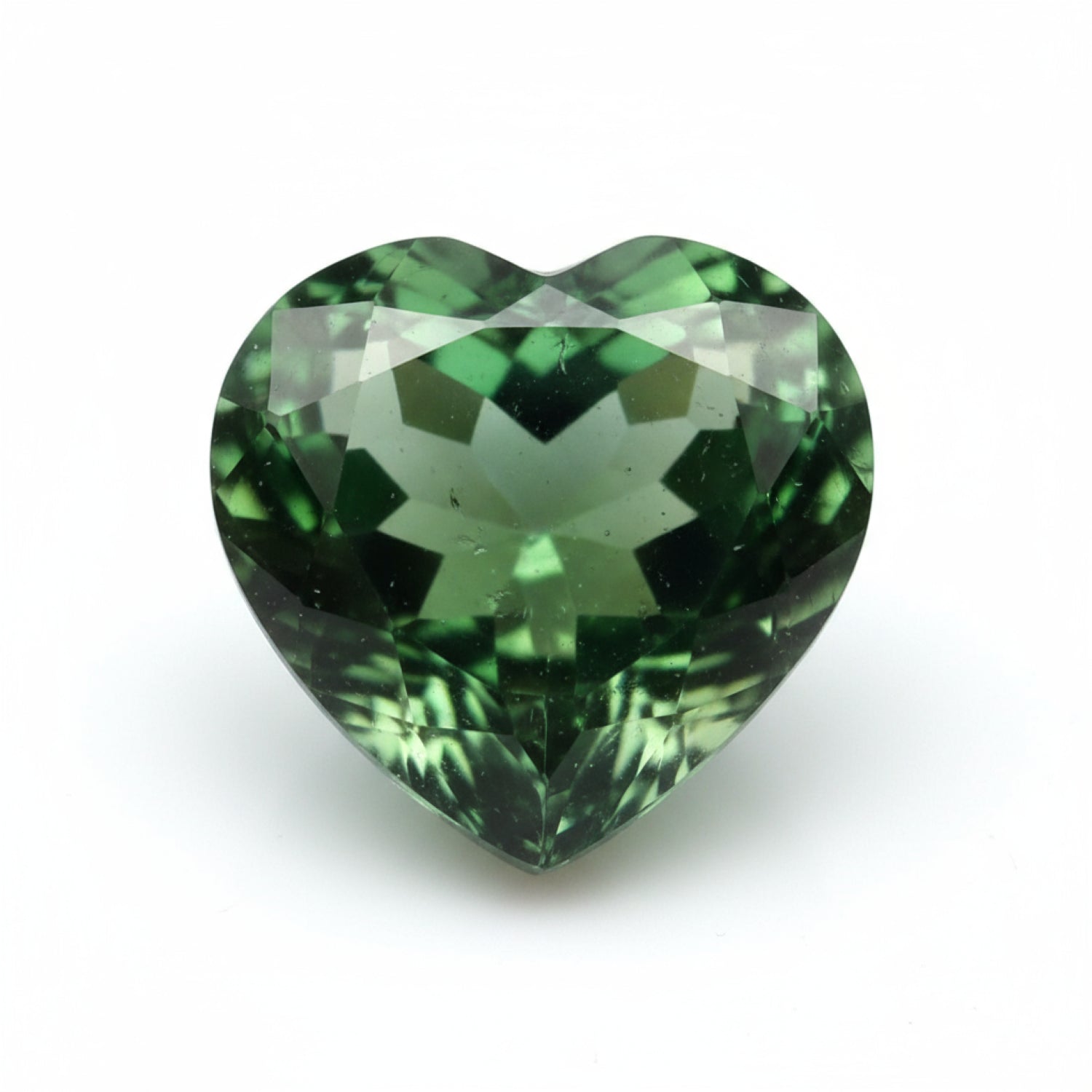 Green Tourmaline 1PC Chunky 15x15 MM Heart Faceted Green Superior Semi Precious Gems