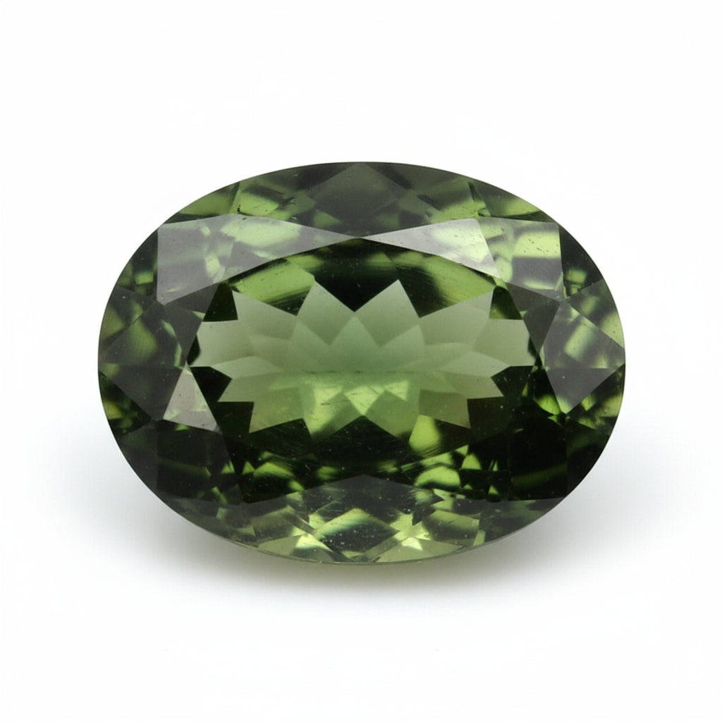 Green Tourmaline 1PC Chunky 12x16 MM Oval Faceted Green Fiery Semi Precious Gems
