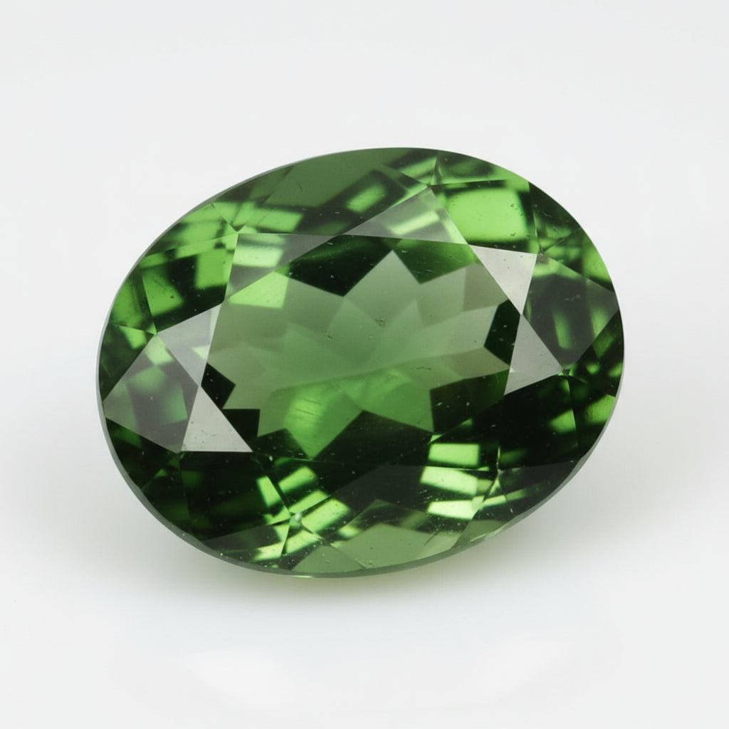 Green Tourmaline 1PC Chunky 13x18 MM Oval Faceted Green Brilliant Semi Precious Loose Gems
