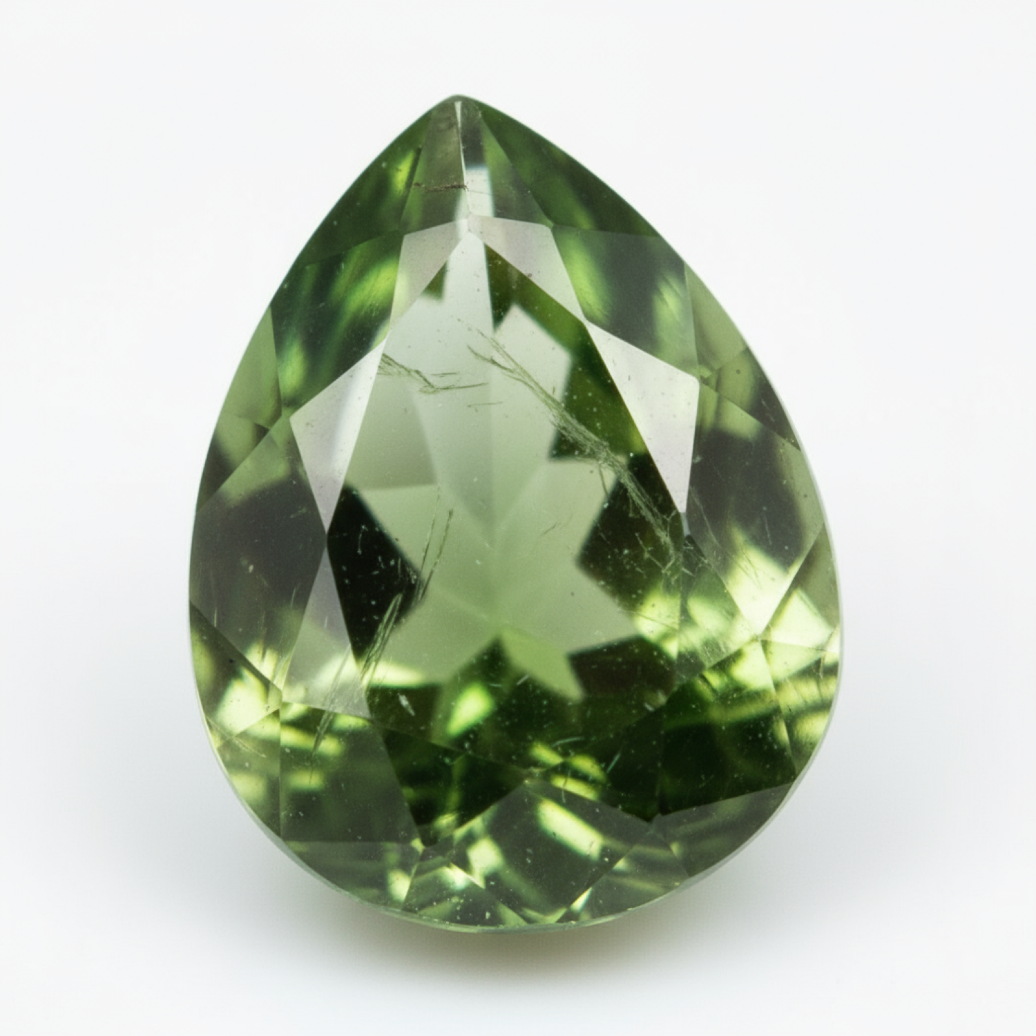 Grüner Turmalin, 1 Stück, grob, 15 x 20 mm, birnenförmig, facettiert, grün, hochwertige Halbedelsteine Hauptbild