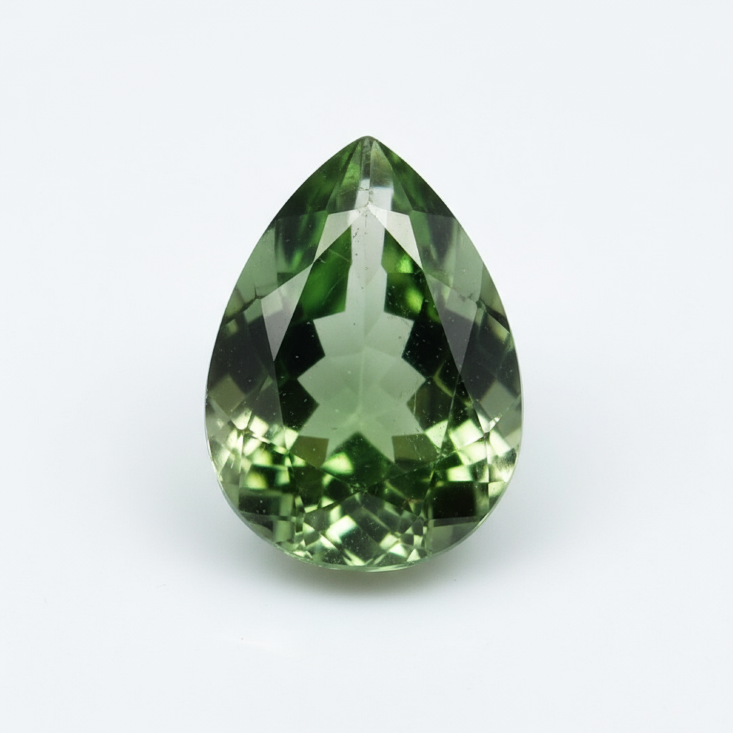 Green Tourmaline 1PC Tiny 5x7 MM Pear Faceted Green Fiery Semi Precious Gems メイン画像