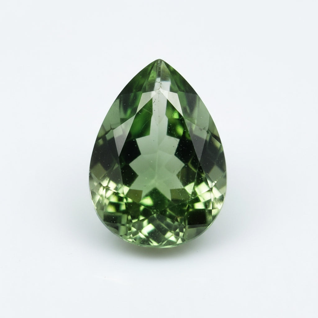 Green Tourmaline 1PC Tiny 5x7 MM Pear Faceted Green Fiery Semi Precious Gems