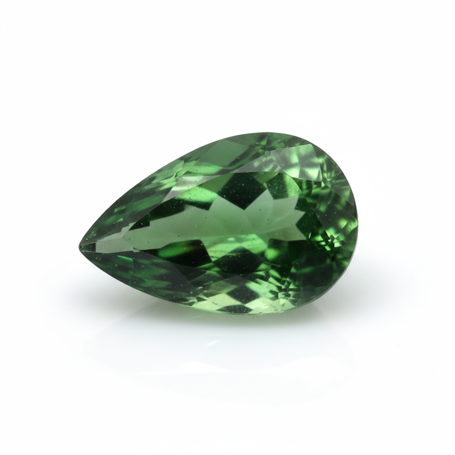 Green Tourmaline 1PC Medium 8x10 MM Pear Faceted Green Luster Semi Precious Loose Gems メイン画像