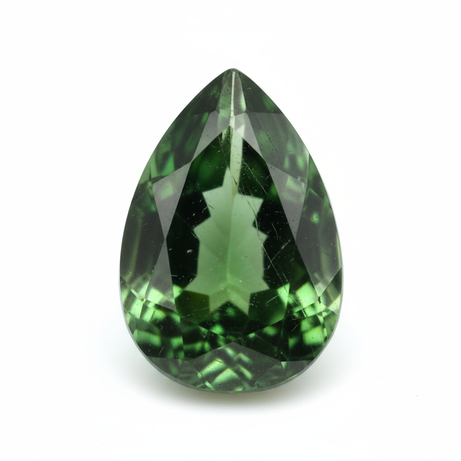 Green Tourmaline 1PC Large 9x11 MM Pear Faceted Green Lustrous Semi Precious Loose Gemstone