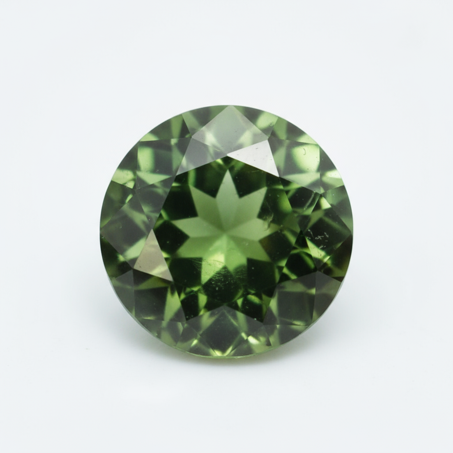 Green Tourmaline 1PC Small 8x8 MM Round Faceted Green Luster Semi Precious Loose Gems メイン画像