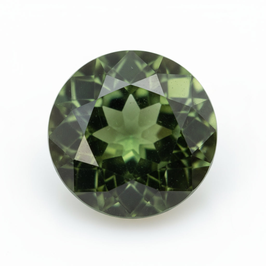 Green Tourmaline 1PC Small 8x8 MM Round Faceted Green Luster Semi Precious Loose Gems
