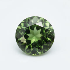 Green Tourmaline 1PC Medium 9x9 MM Round Faceted Green Lustrous Semi Precious Loose Gemstone