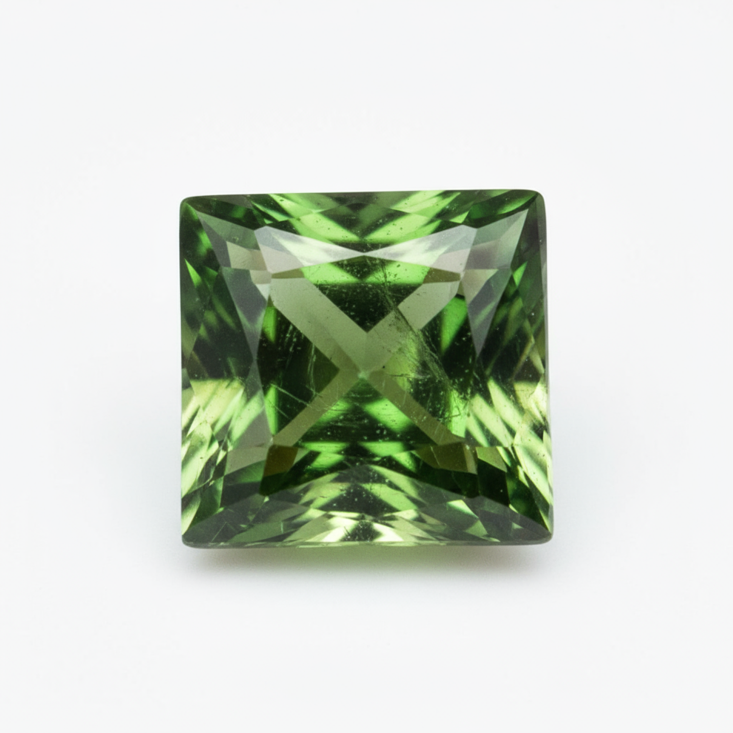 Green Tourmaline 1PC Large 10x10 MM Square Faceted Green Shine Semi Precious Loose Gemstones メイン画像