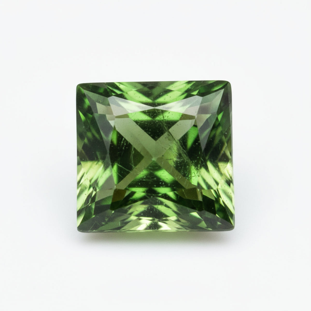 Green Tourmaline 1PC Large 10x10 MM Square Faceted Green Shine Semi Precious Loose Gemstones
