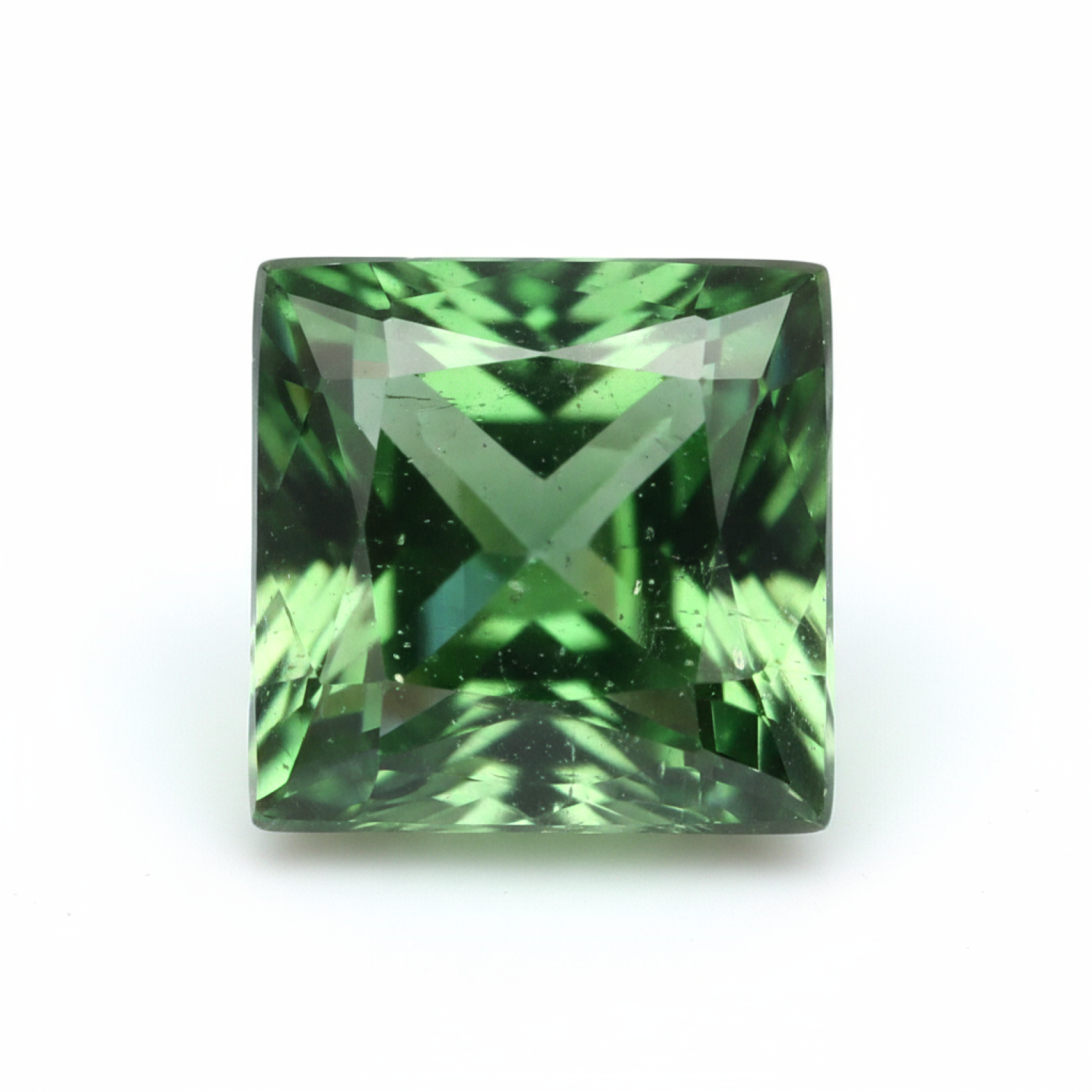 Grüner Turmalin, 1 Stück, groß, 11 x 11 mm, quadratisch, facettiert, grün, feine Halbedelsteine Zweitbild