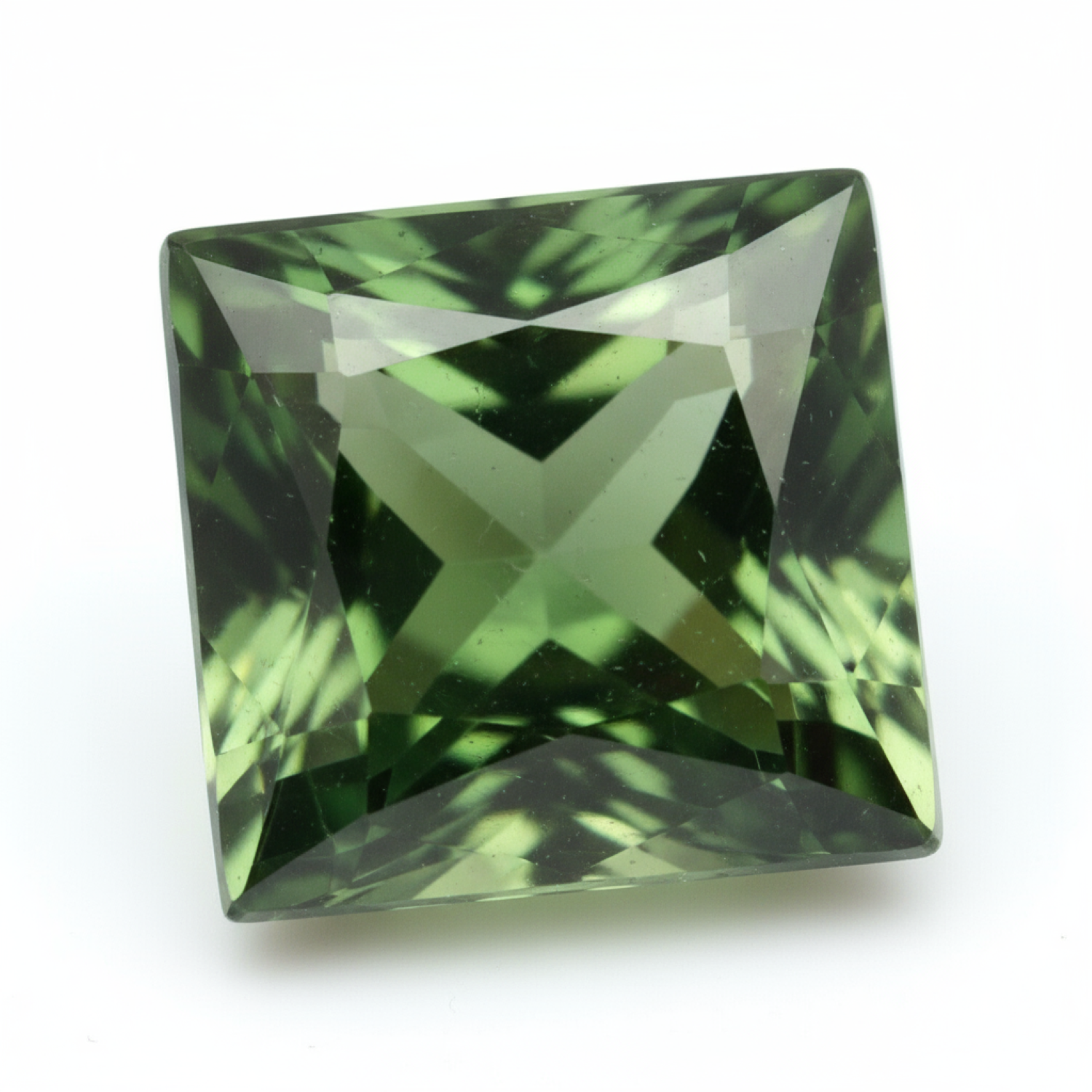Green Tourmaline 1PC Large 12x12 MM Square Faceted Green High-Quality Semi Precious Loose Gems メイン画像