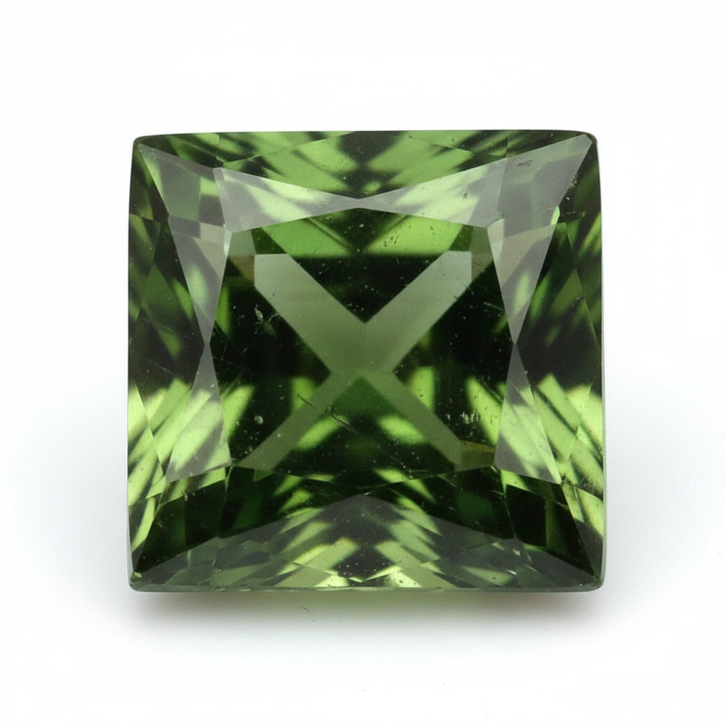 Green Tourmaline 1PC Chunky 13x13 MM Square Faceted Green Natural Semi Precious Loose Gemstone