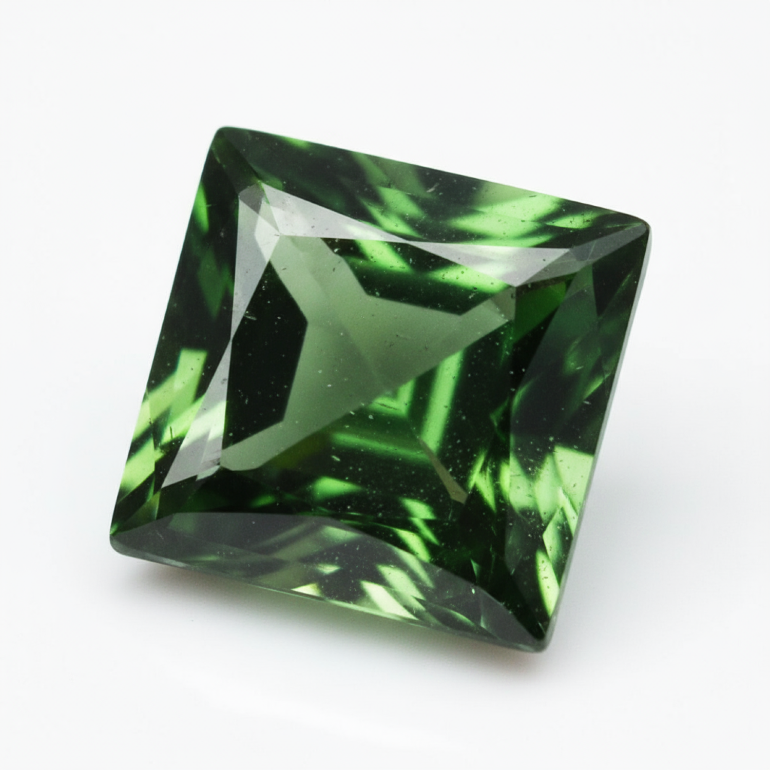 Green Tourmaline 1PC Chunky 14x14 MM Square Faceted Green Genuine Semi Precious Loose Gemstones Huvudsaklig produktbild