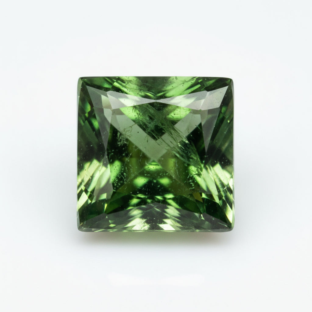 Green Tourmaline 10PC Tiny 4x4 MM Square Faceted Green Brilliant Semi Precious Loose Gems