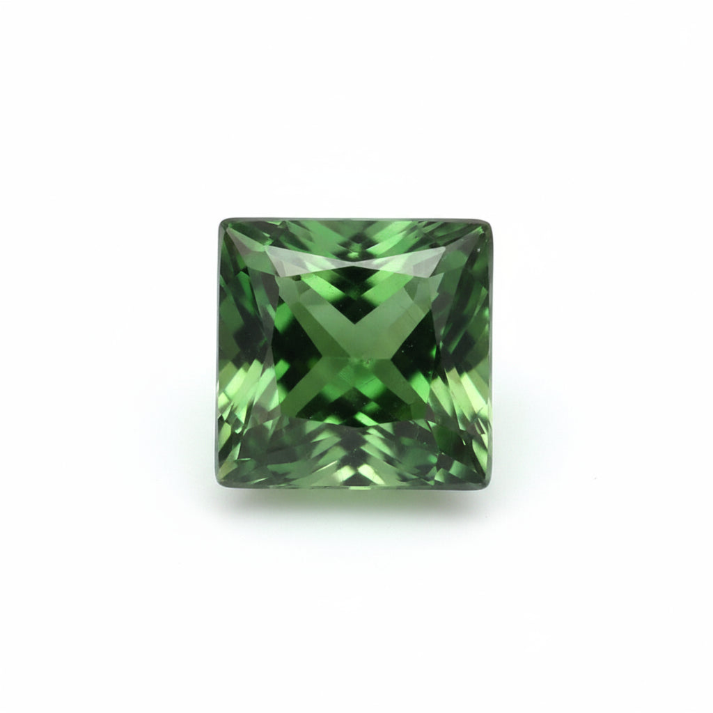 Green Tourmaline 1PC Tiny 5x5 MM Square Faceted Green Sparkling Semi Precious Loose Gemstone
