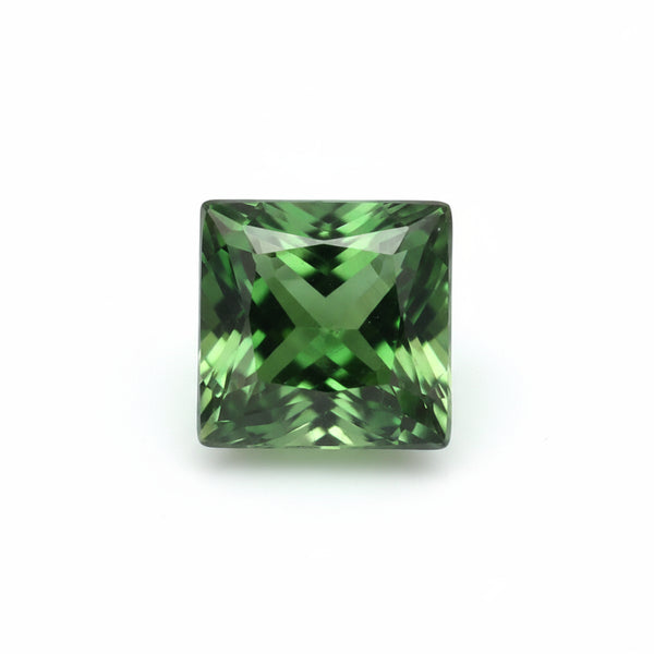 Green Tourmaline 1PC Tiny 5x5 MM Square Faceted Green Sparkling Semi Precious Loose Gemstone