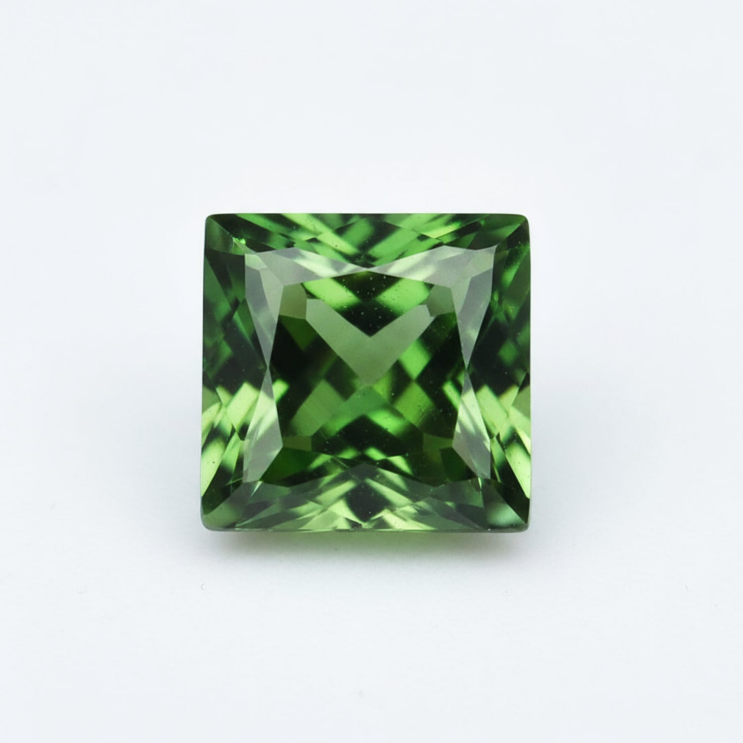 Green Tourmaline 1PC Tiny 6x6 MM Square Faceted Green Polished Semi Precious Loose Gemstones
