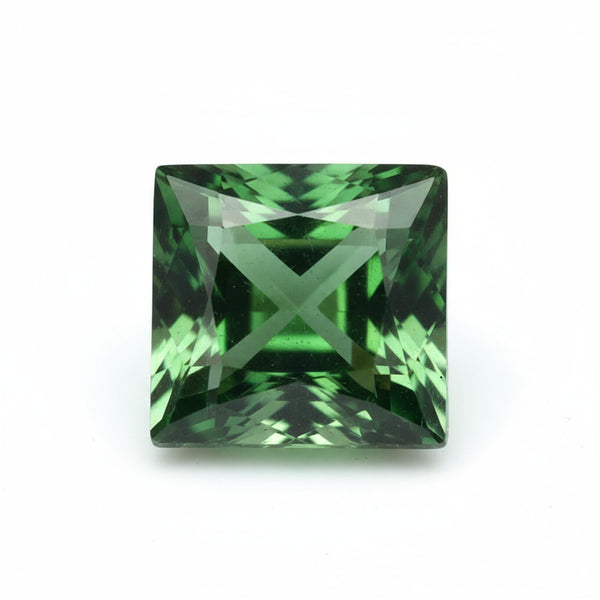 Green Tourmaline 1PC Tiny 6x6 MM Square Faceted Green Polished Semi Precious Loose Gemstones