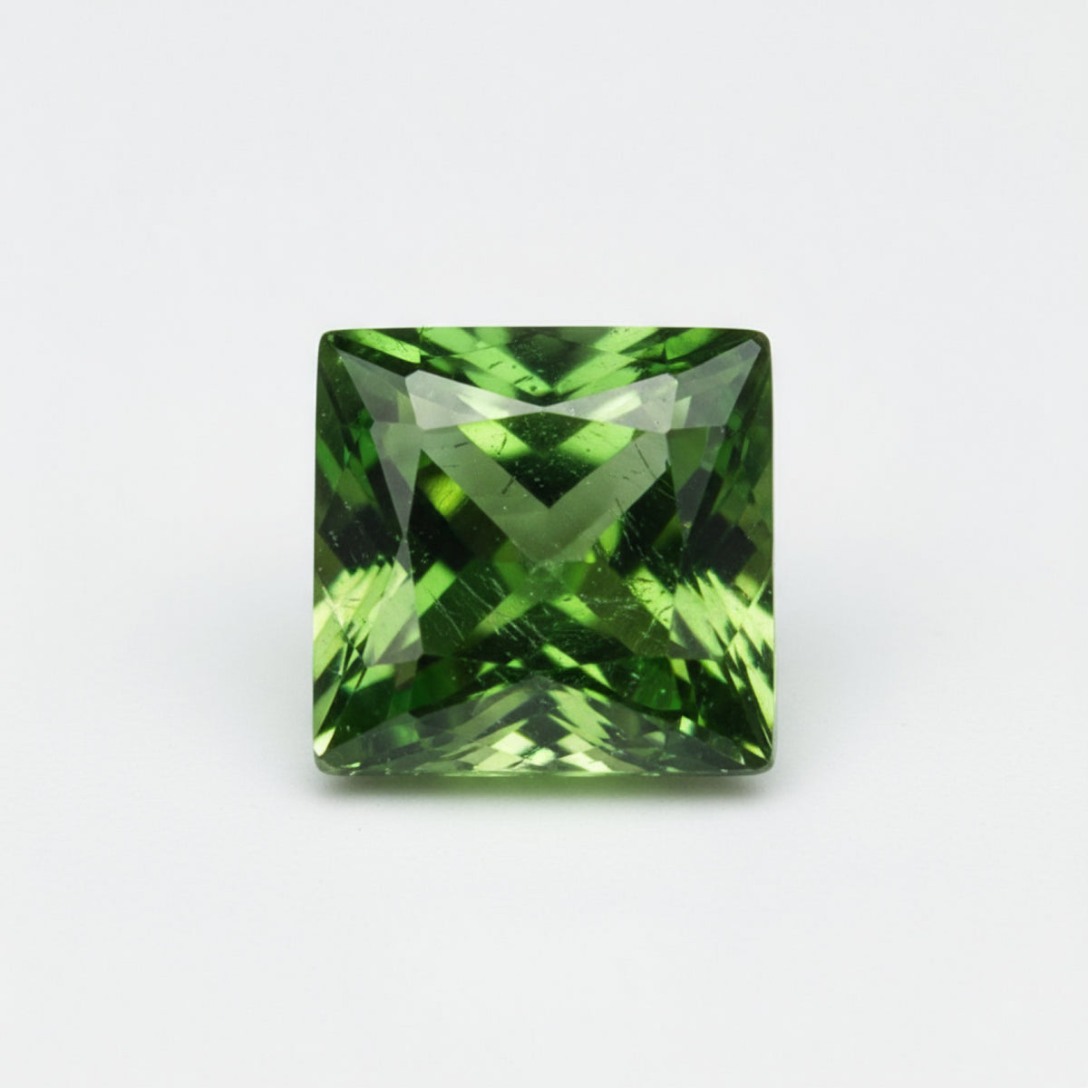 Green Tourmaline 1PC Small 7x7 MM Square Faceted Green Splendid Semi Precious Gems