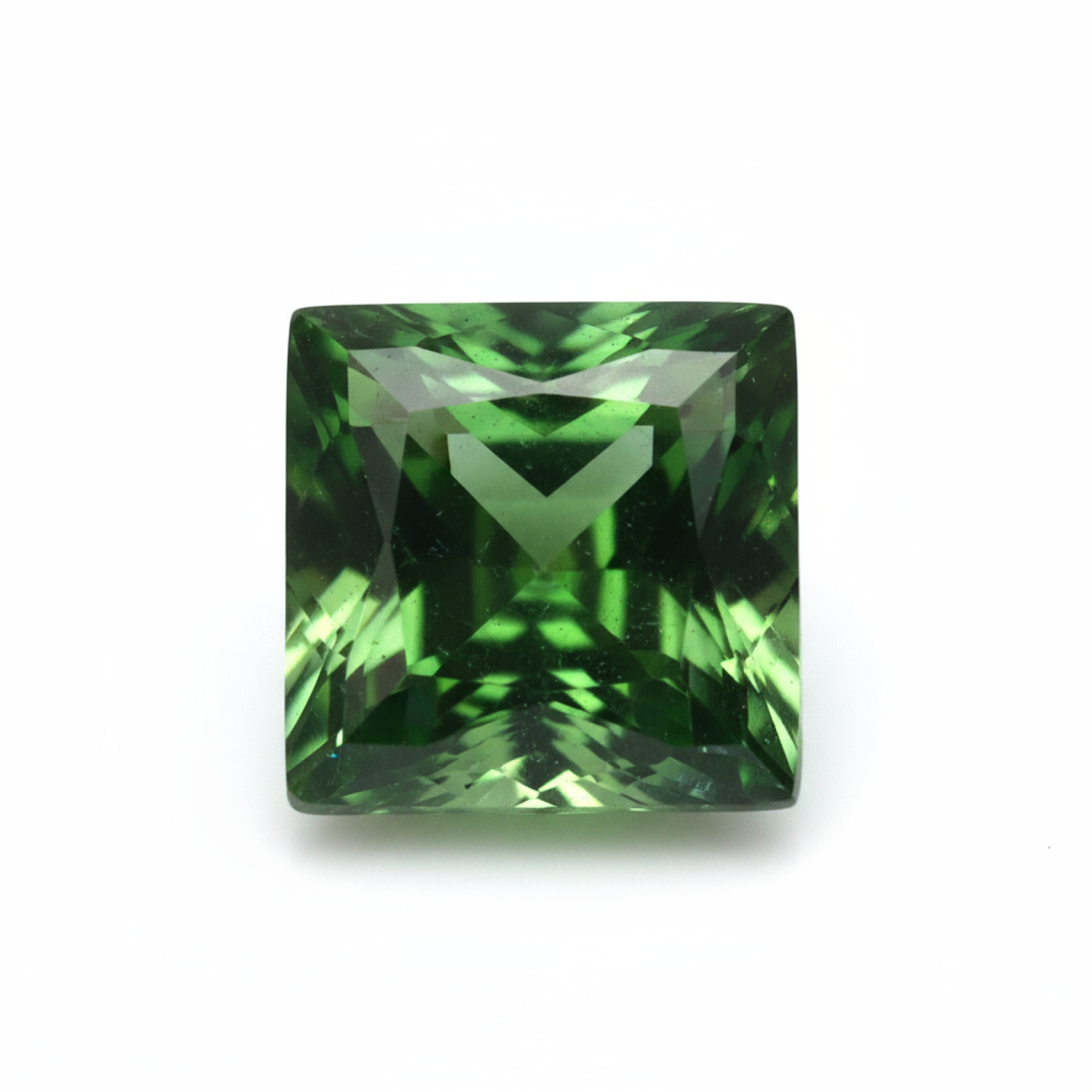 Green Tourmaline 1PC Small 8x8 MM Square Faceted Green Luster Semi Precious Loose Gems メイン画像