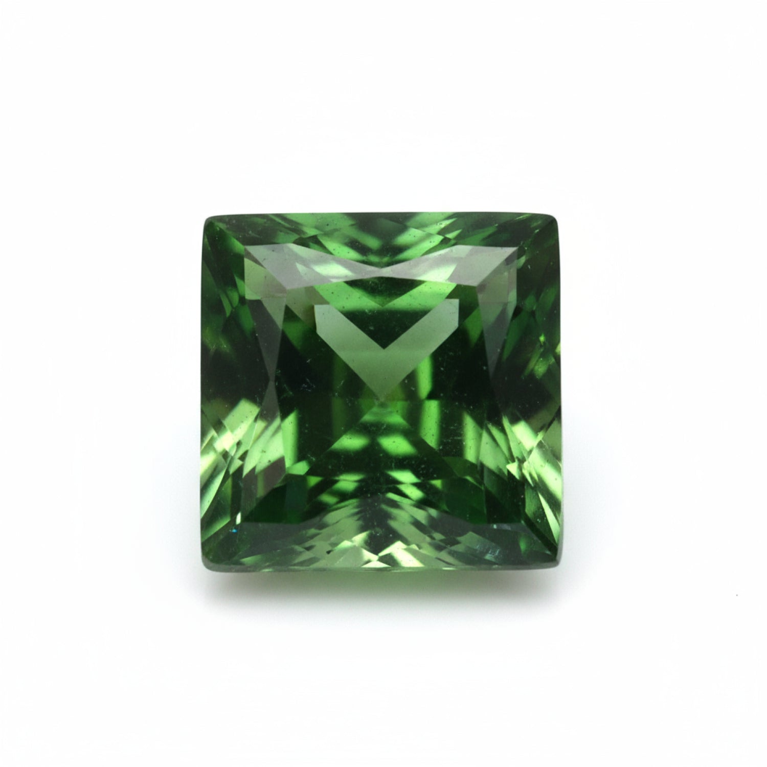 Green Tourmaline 1PC Small 8x8 MM Square Faceted Green Luster Semi Precious Loose Gems