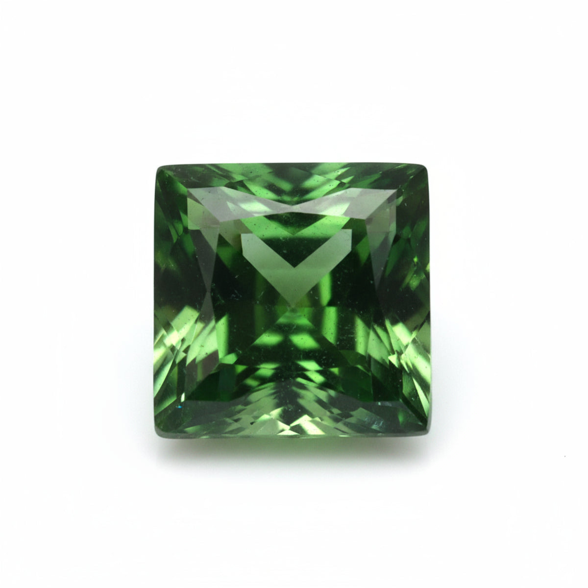 Green Tourmaline 1PC Small 8x8 MM Square Faceted Green Luster Semi Precious Loose Gems