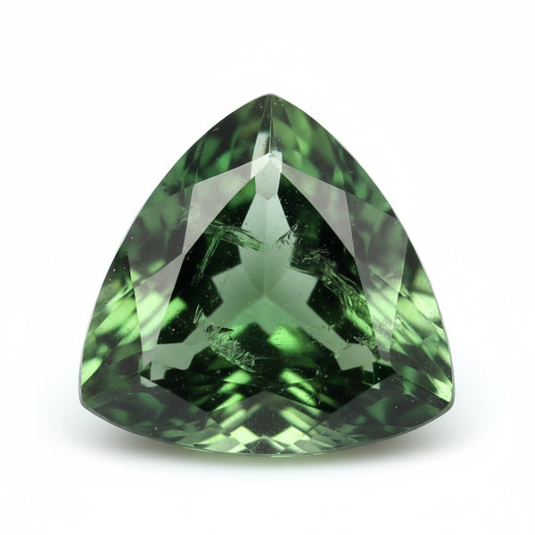 Green Tourmaline 1PC Chunky 14x14 MM Triangle Faceted Green Genuine Semi Precious Loose Gemstones
